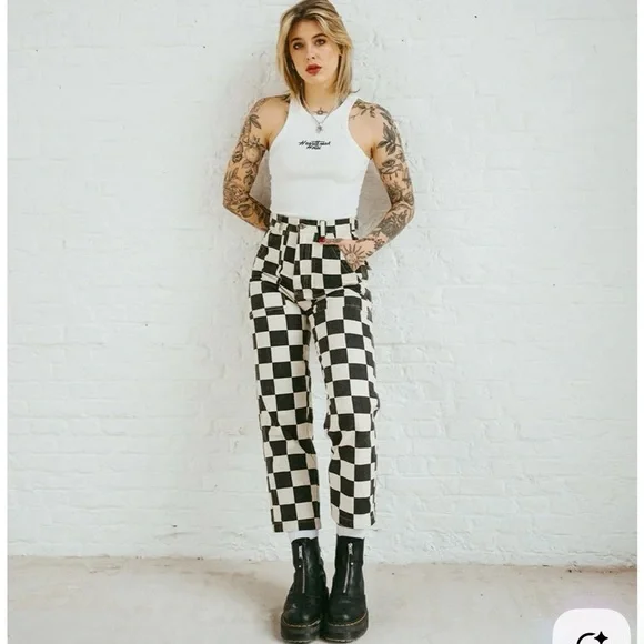 NWT Papermoon Checkered Pants. Size: Small. Excellent condition - Picture 1 of 14
